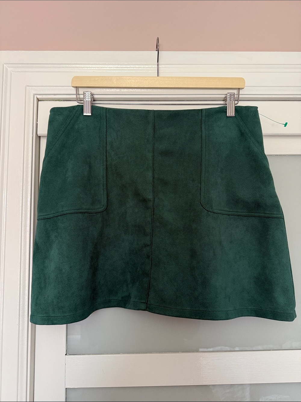 twik Dark Green Suede Mini Skirt